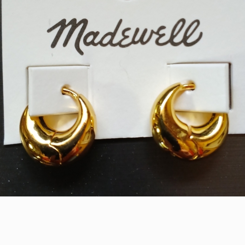 ✨️Madewell Gold Plated Brass Puffy Huggie Hoops✨️